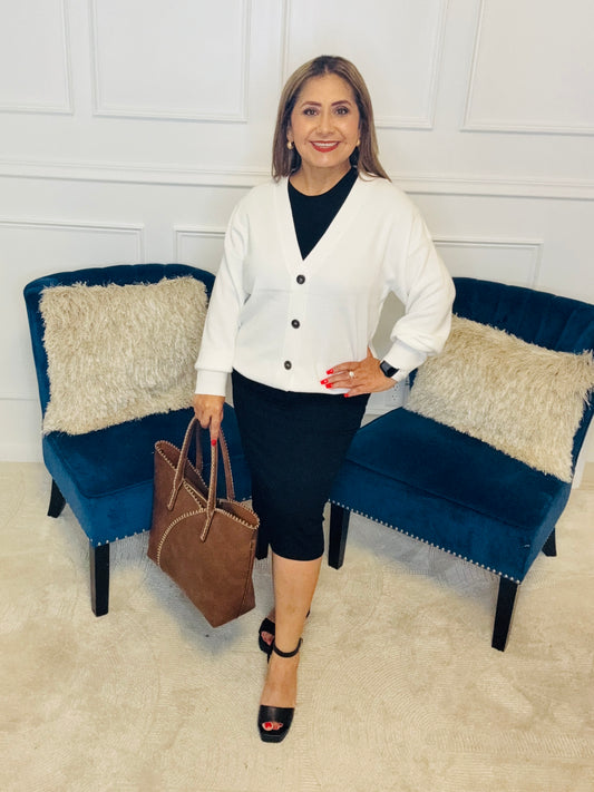 OFF WHITE VISCOSE CARDIGAN