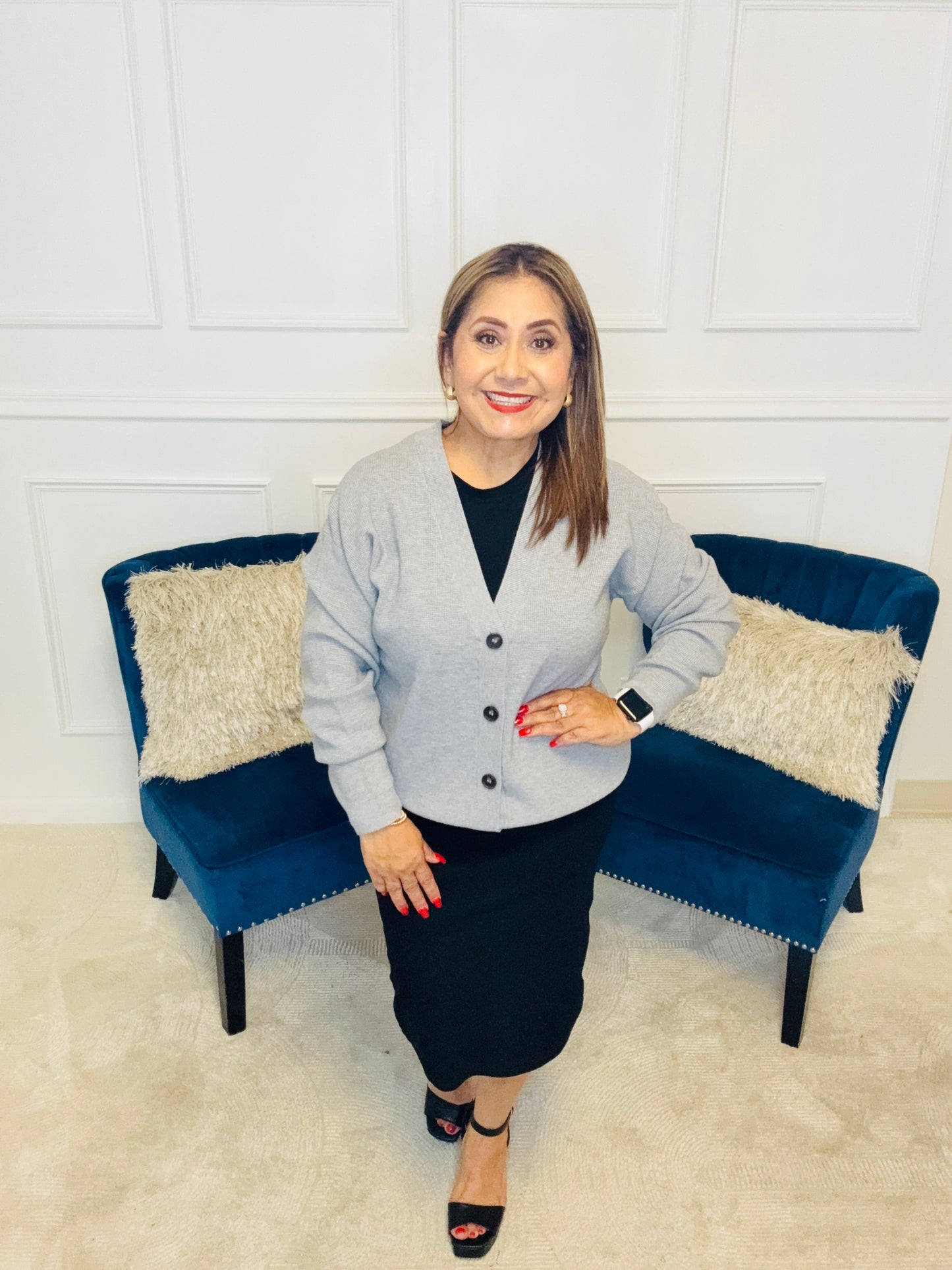 H GREY VISCOSE CARDIGAN