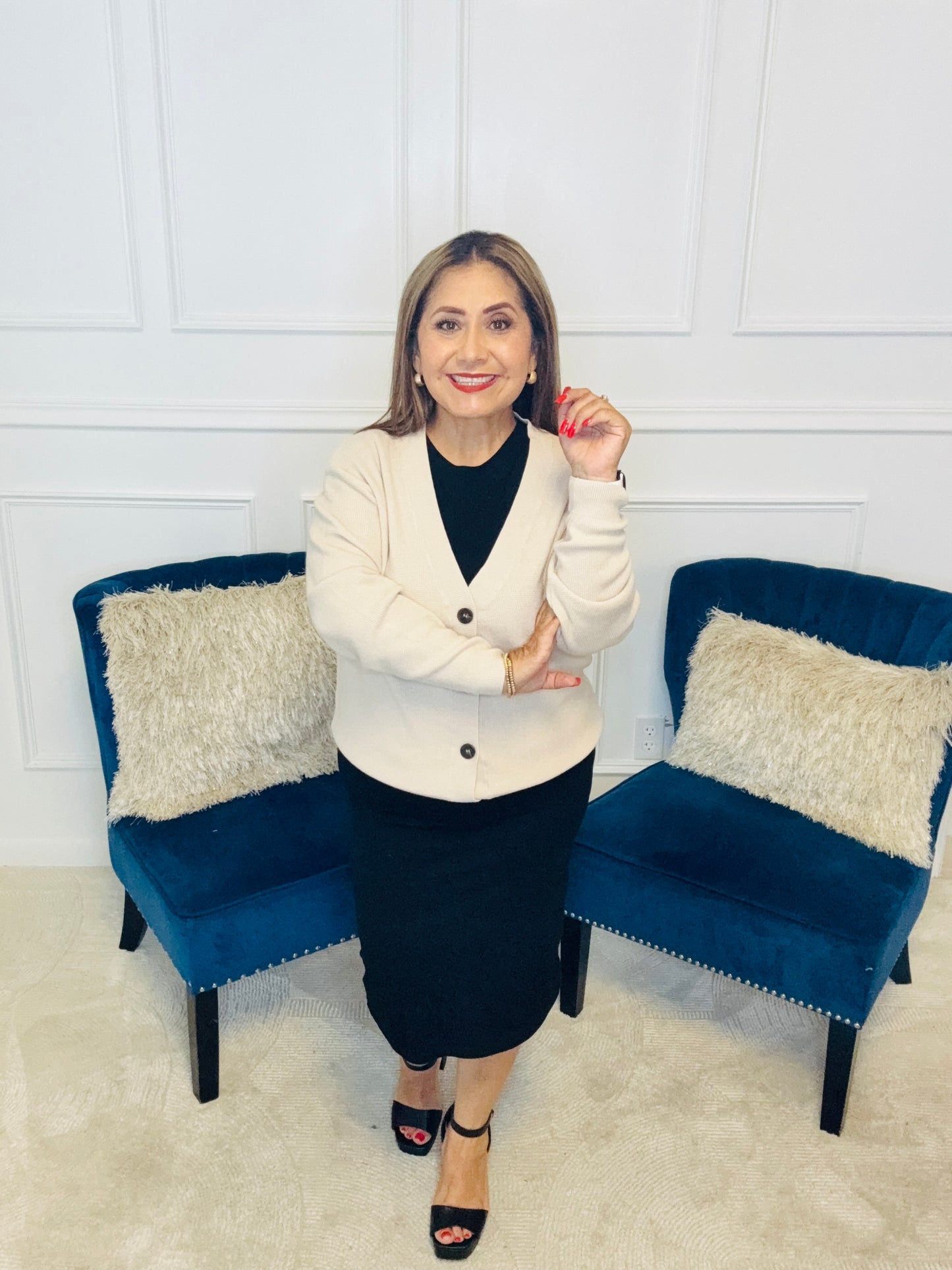 SAND BEIGE VISCOSE CARDIGAN