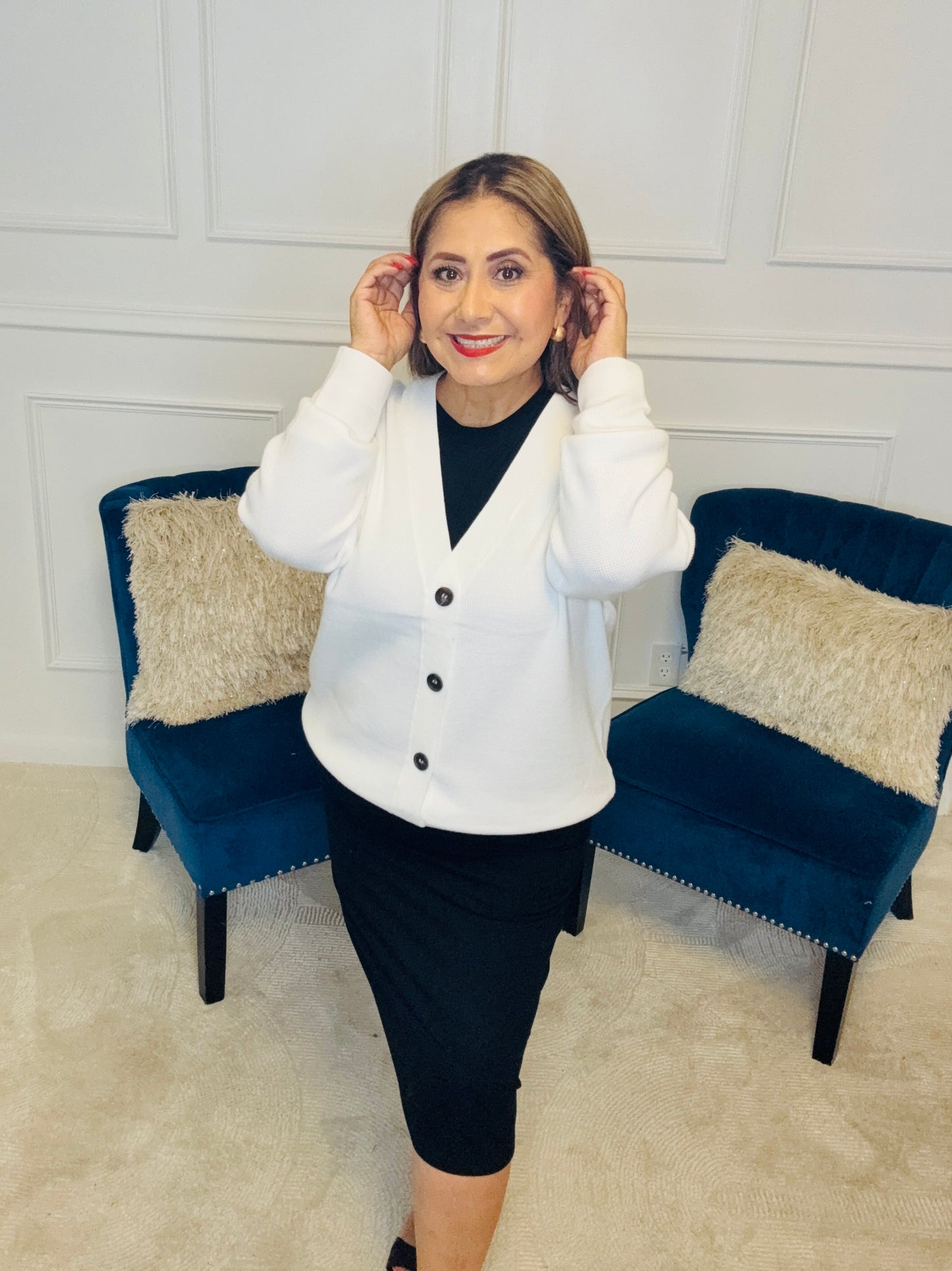 OFF WHITE VISCOSE CARDIGAN