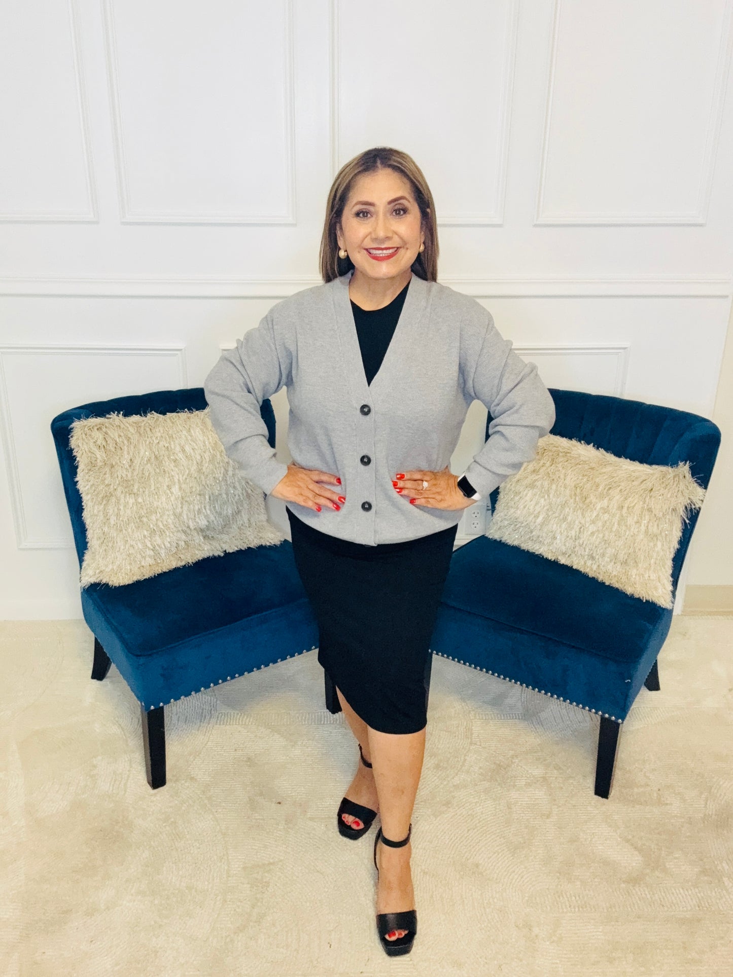 H GREY VISCOSE CARDIGAN