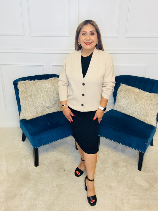 SAND BEIGE VISCOSE CARDIGAN