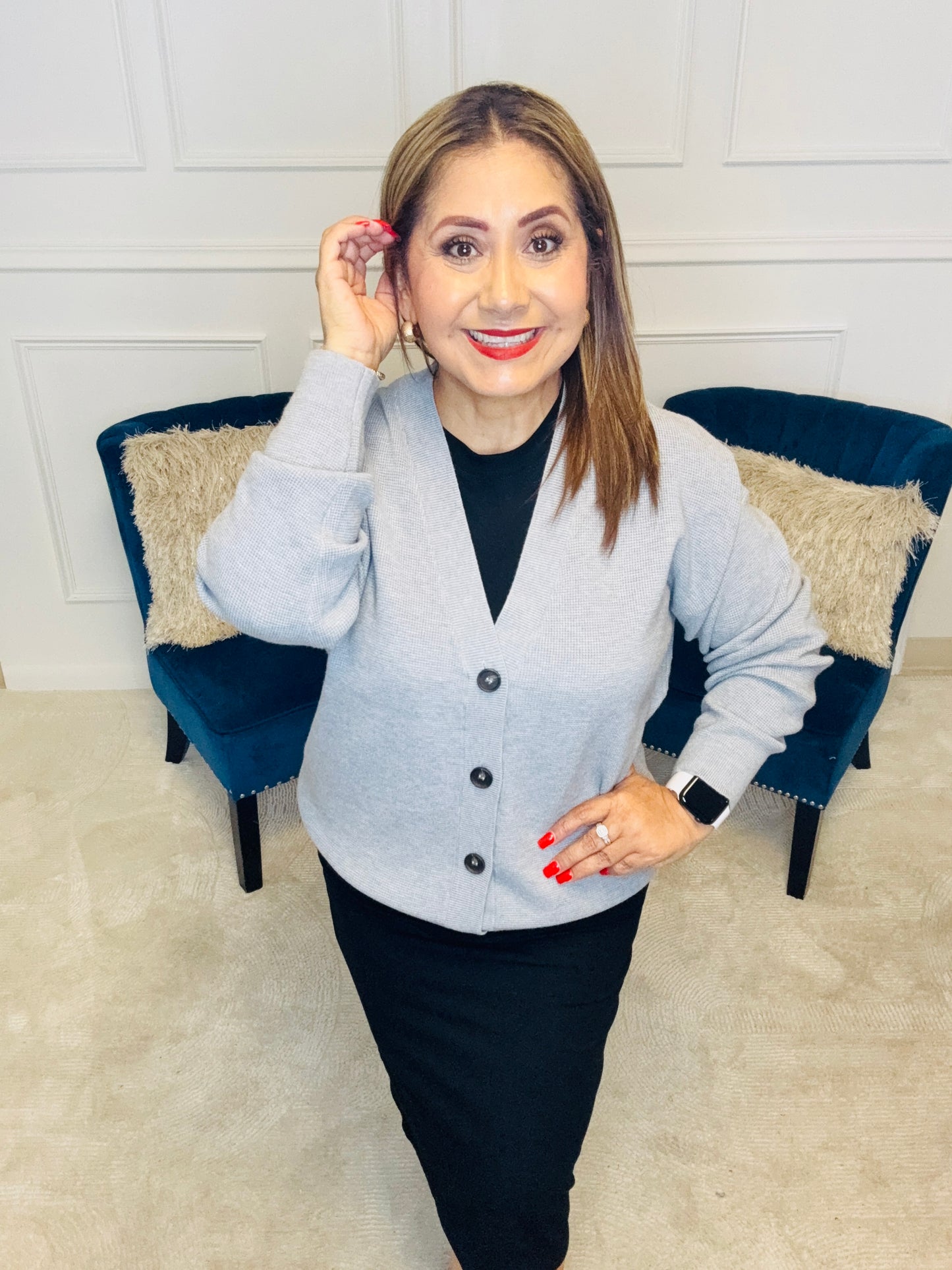 H GREY VISCOSE CARDIGAN